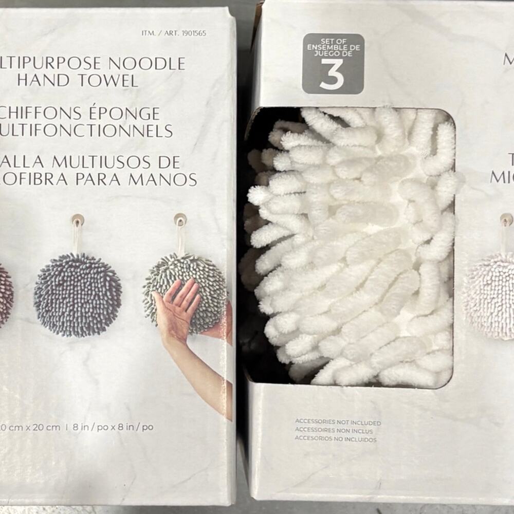 2 Multipurpose Chenille Noodle Hand Towels 3pk